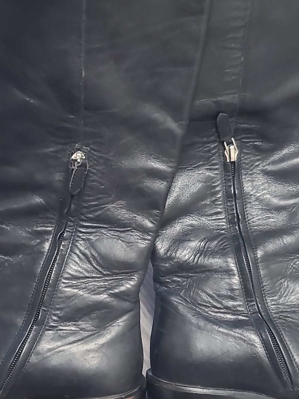 Givenchy Black Leather Chain & Zipper Knee High Riding Boots Women EU 37 US 6 - Picture 10 of 13